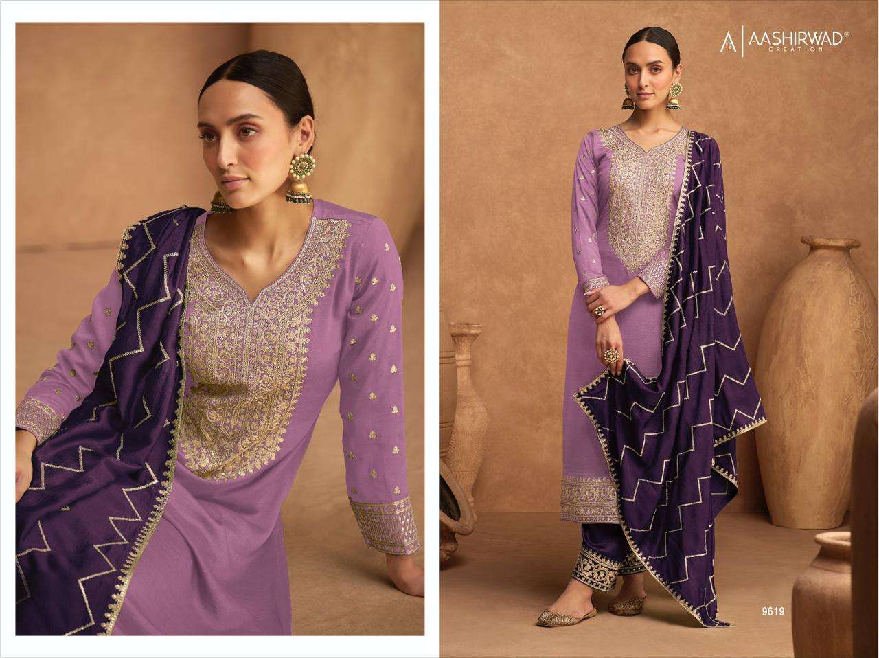 aashirwad kesairya colors designer premium silk suit 