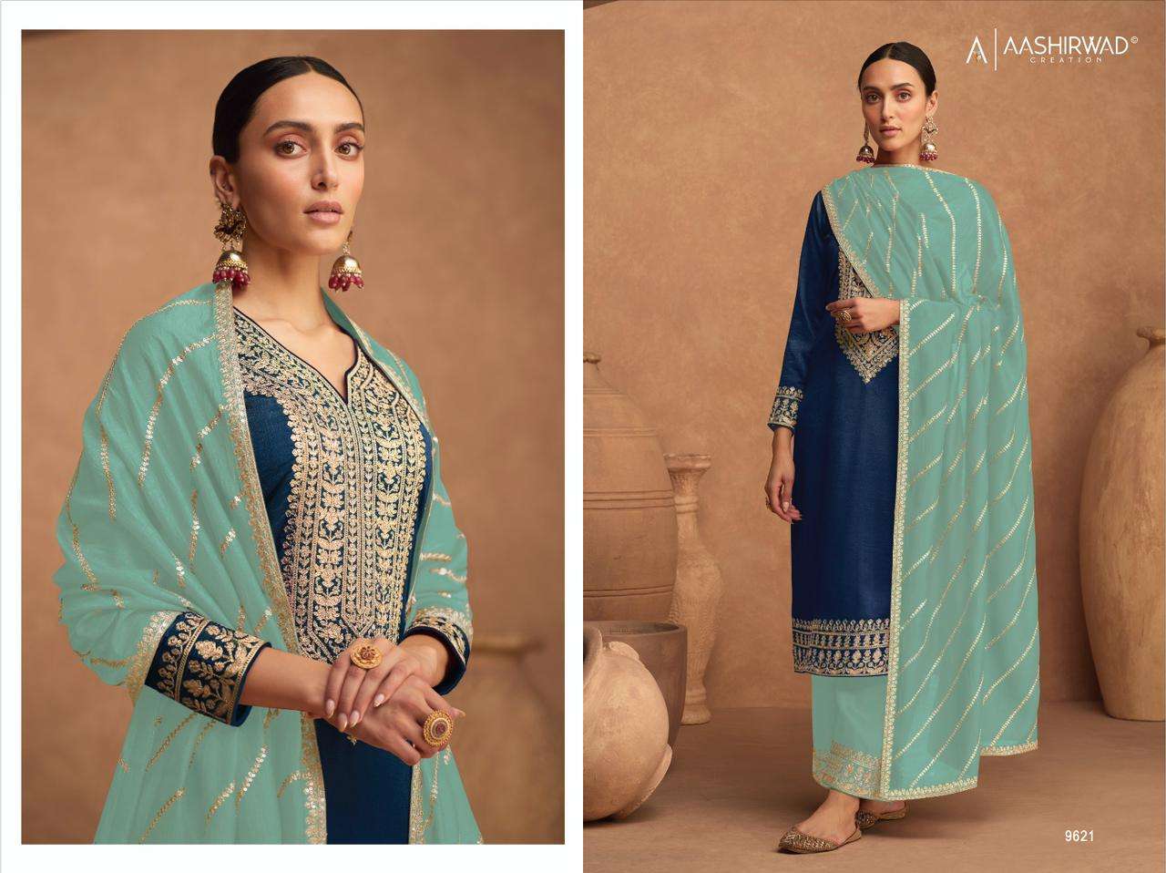 aashirwad kesairya colors designer premium silk suit 