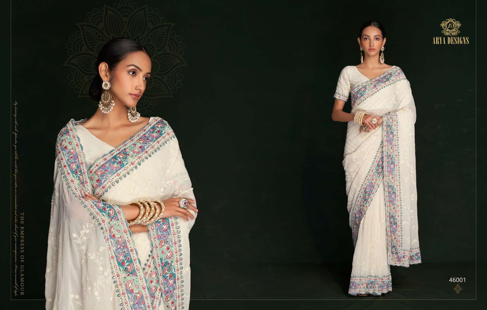 arya designs swarna vol 5 series 46001-46005 georgette saree