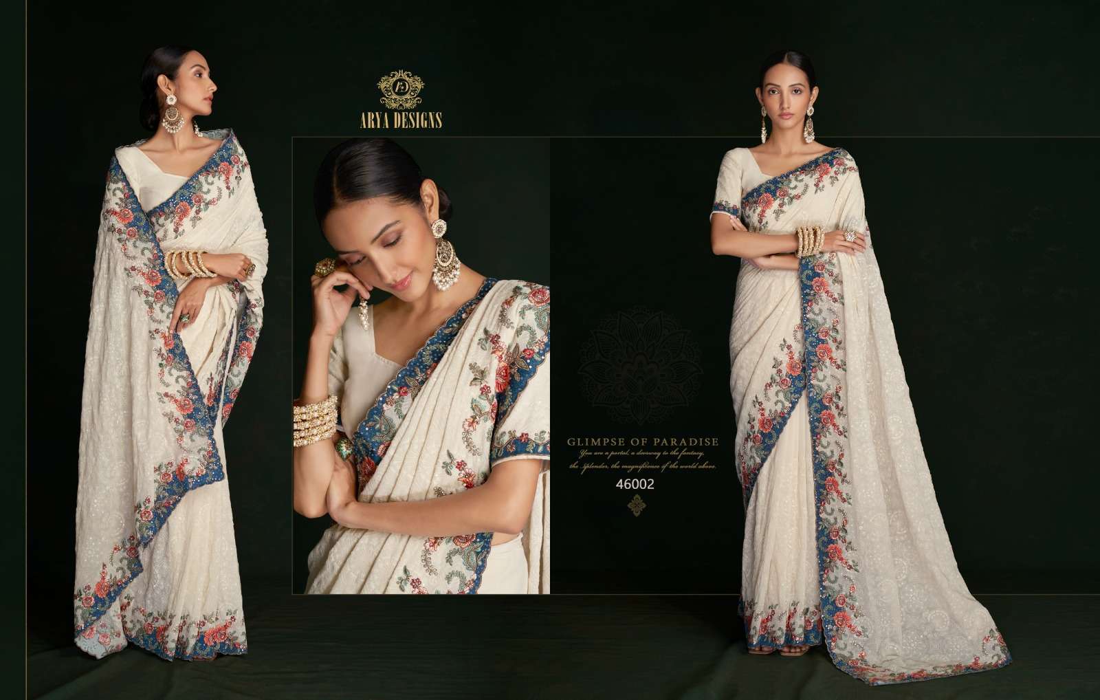 arya designs swarna vol 5 series 46001-46005 georgette saree