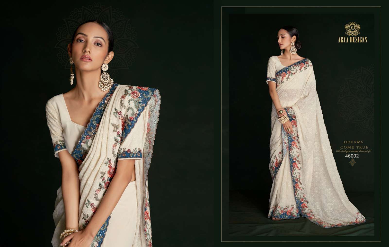 arya designs swarna vol 5 series 46001-46005 georgette saree