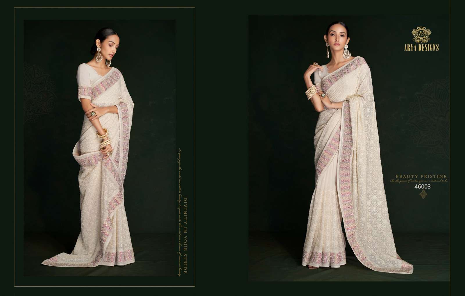 arya designs swarna vol 5 series 46001-46005 georgette saree