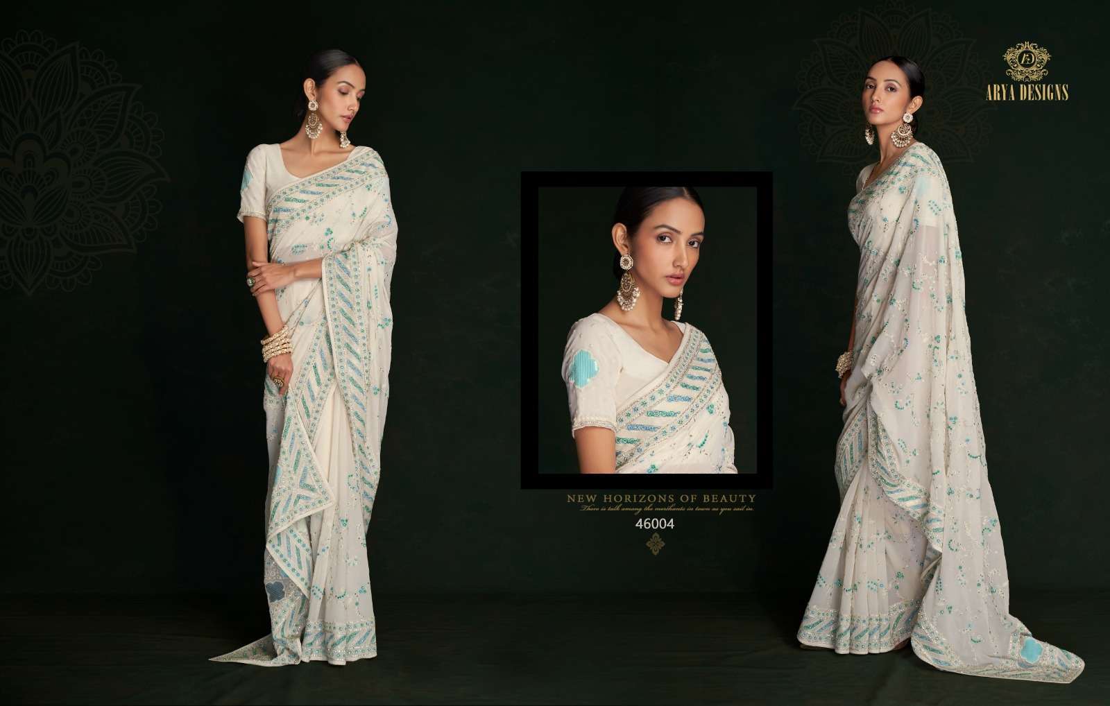 arya designs swarna vol 5 series 46001-46005 georgette saree