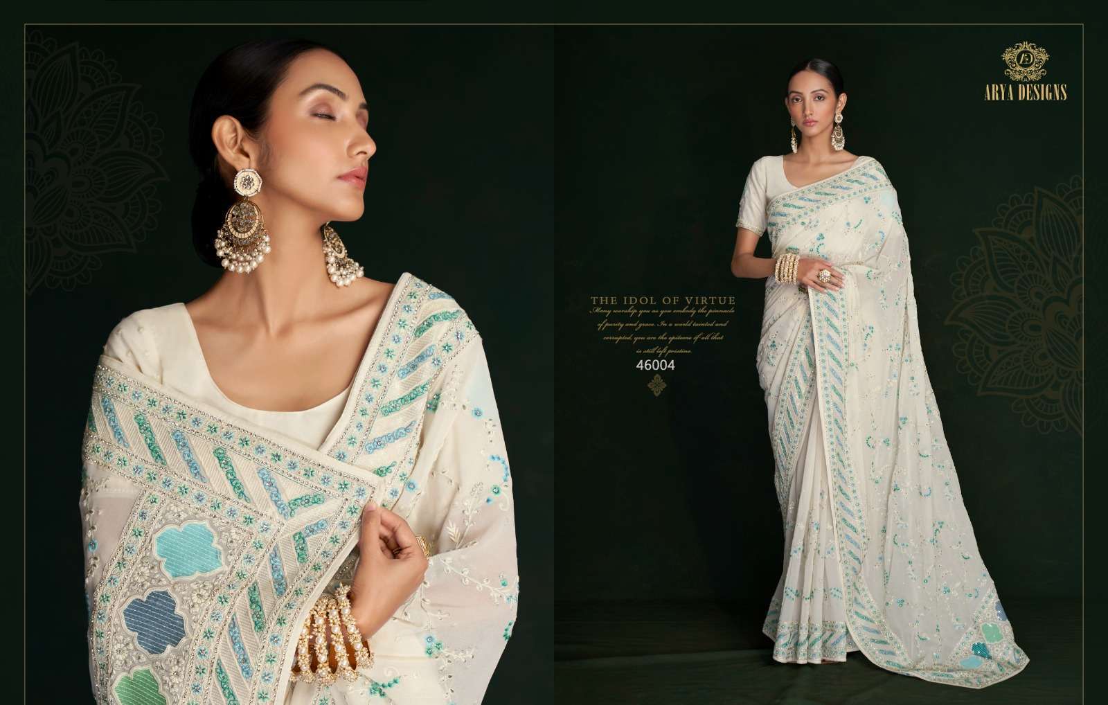 arya designs swarna vol 5 series 46001-46005 georgette saree