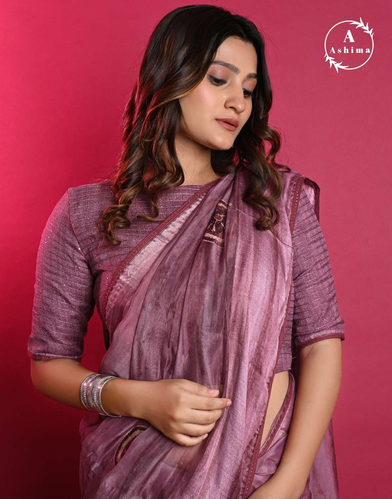 ashima orange organza series 7601-7608 soft organza saree