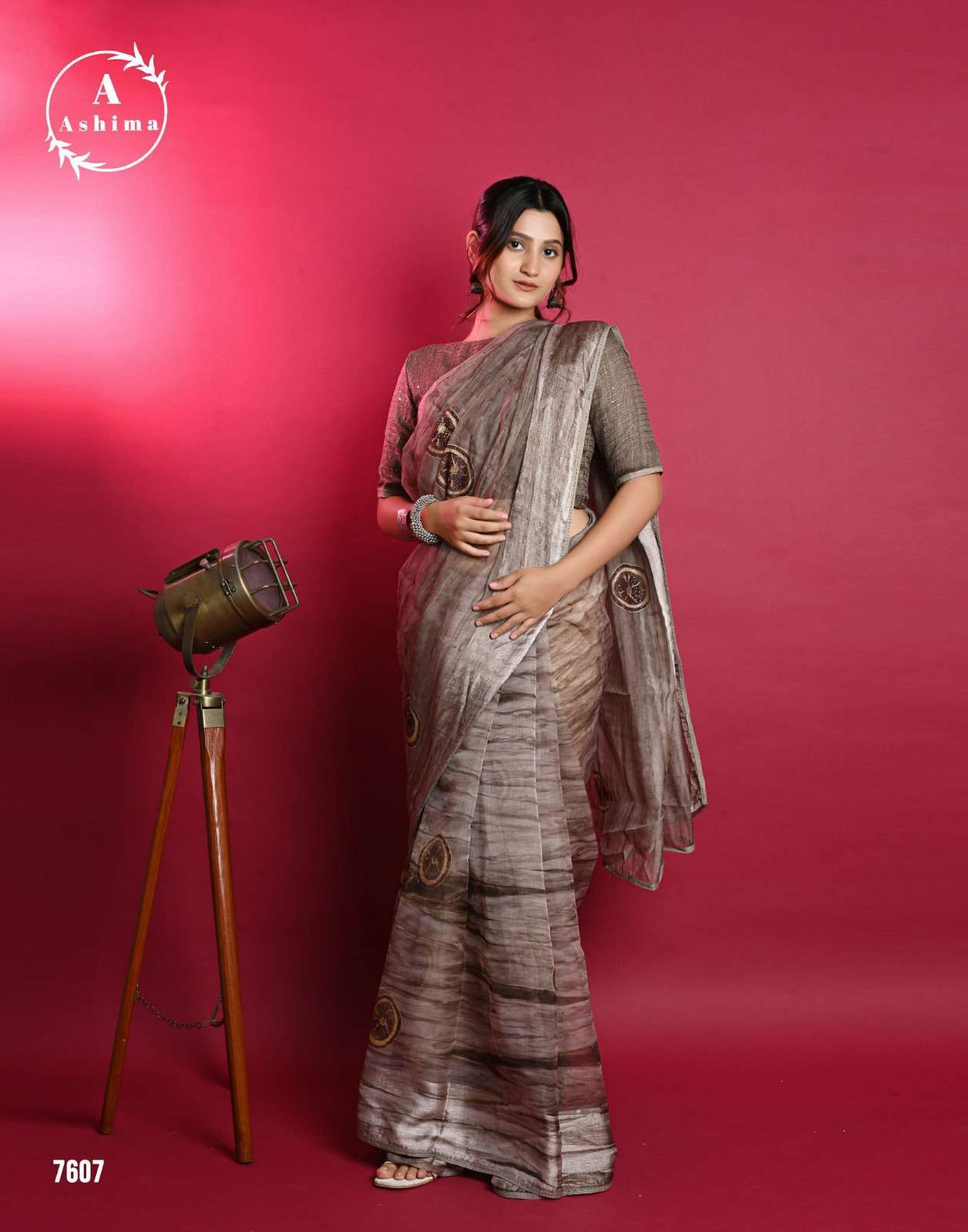 ashima orange organza series 7601-7608 soft organza saree