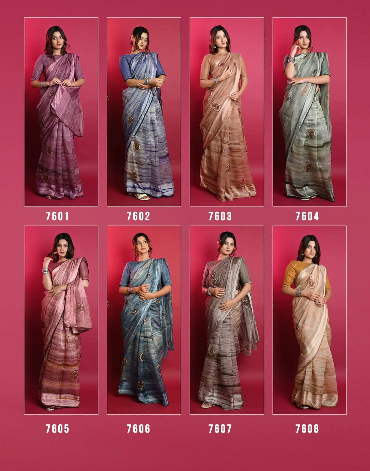 ashima orange organza series 7601-7608 soft organza saree