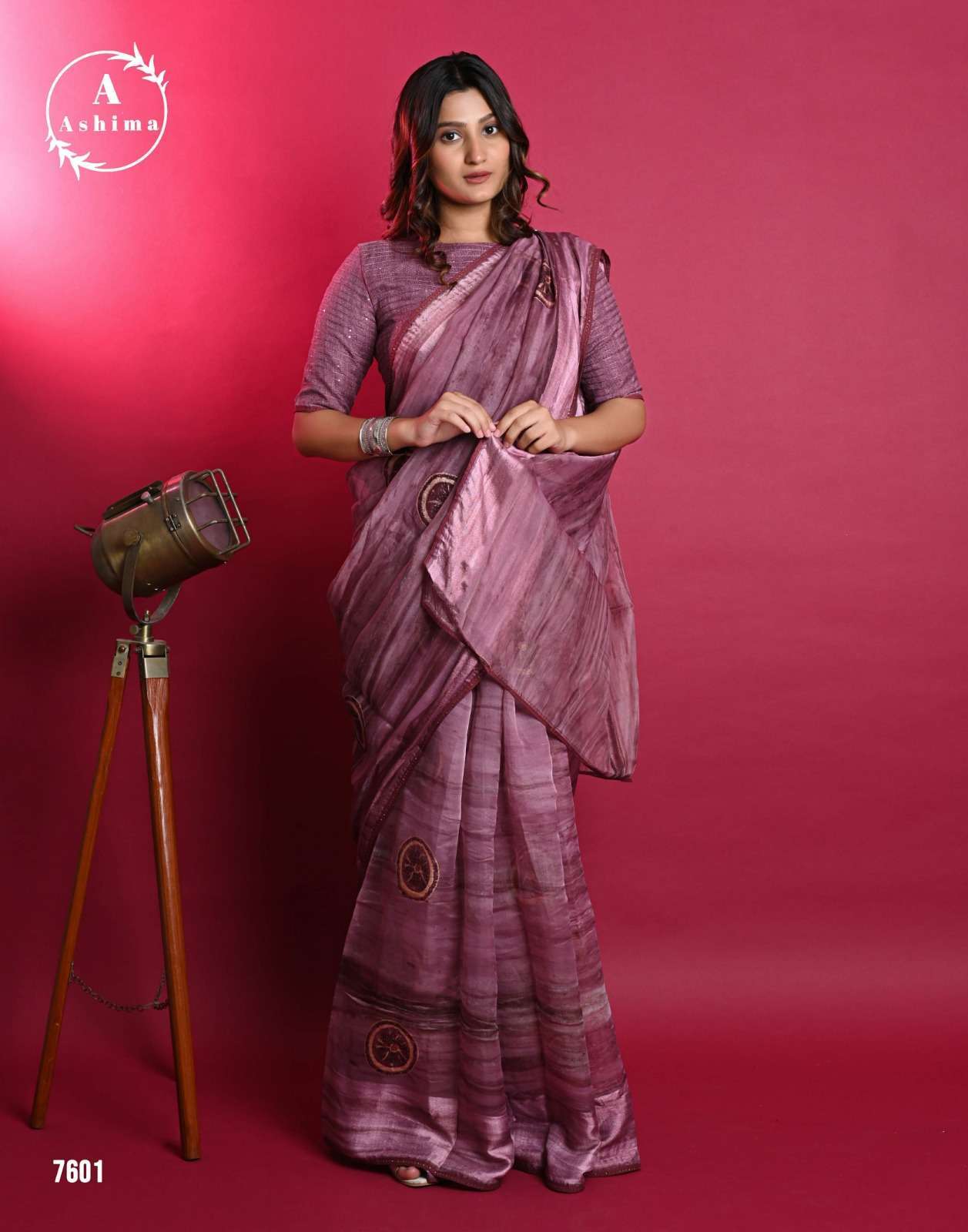 ashima orange organza series 7601-7608 soft organza saree