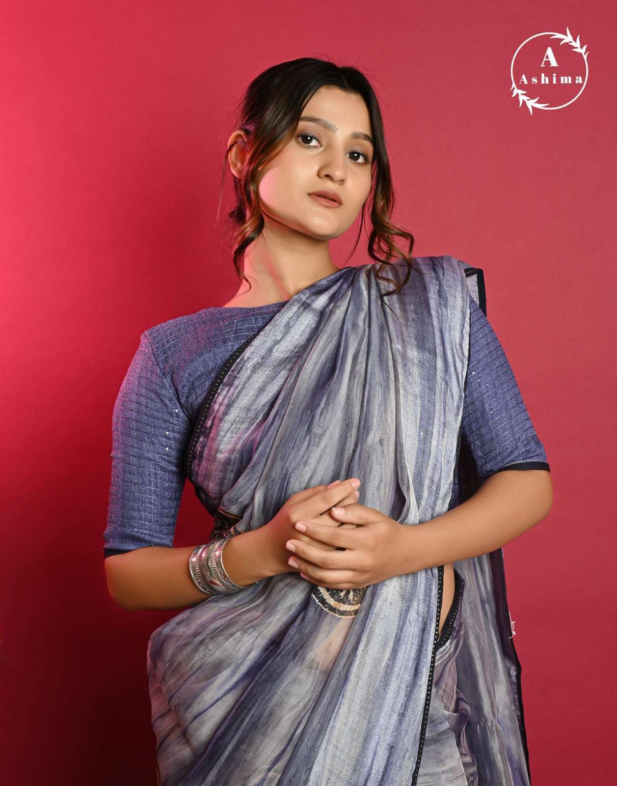 ashima orange organza series 7601-7608 soft organza saree