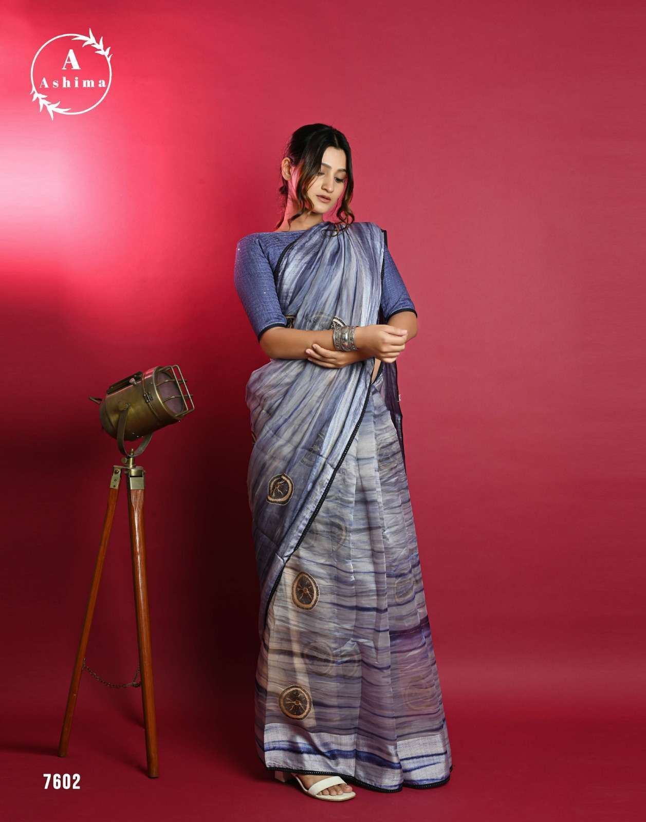 ashima orange organza series 7601-7608 soft organza saree