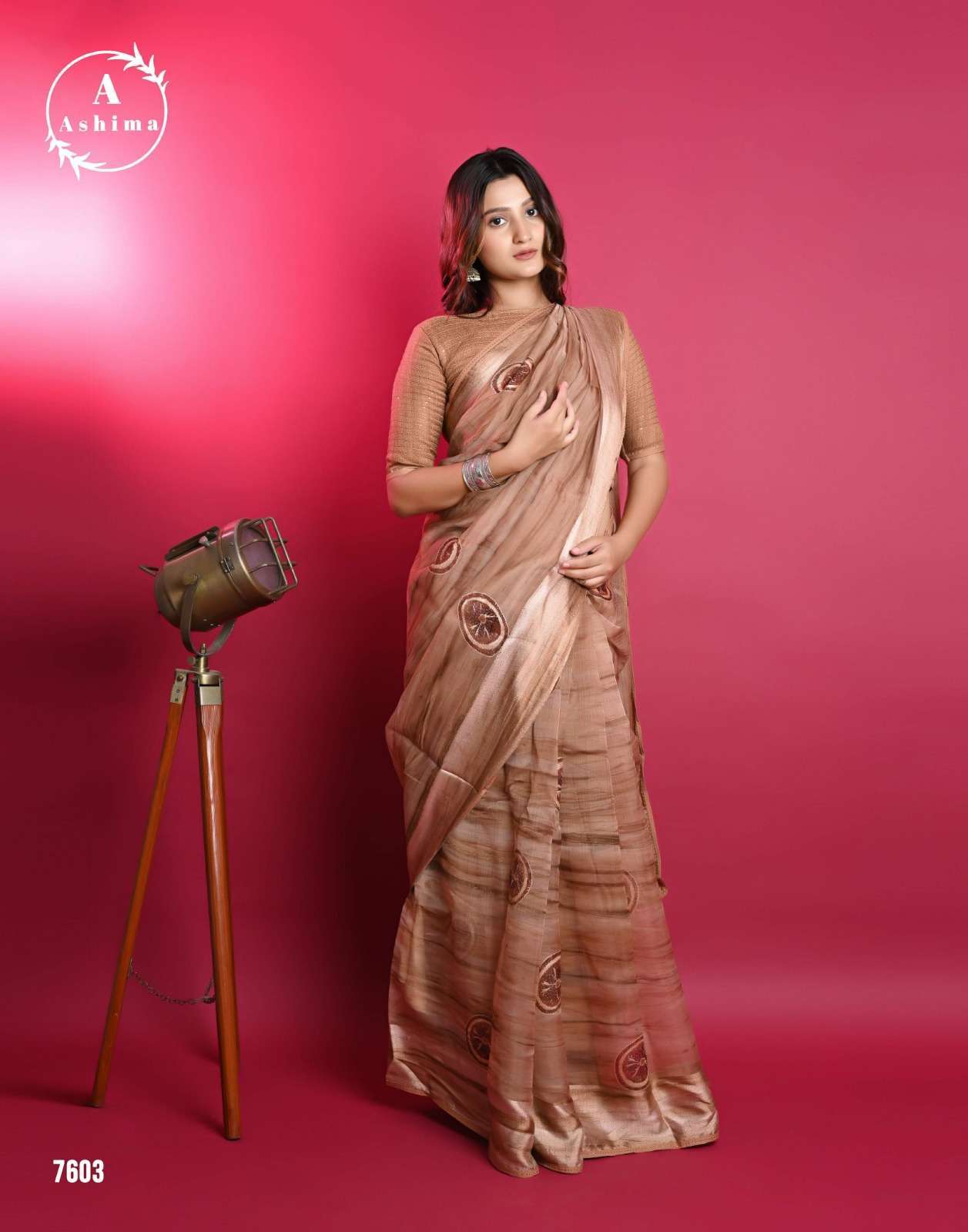 ashima orange organza series 7601-7608 soft organza saree