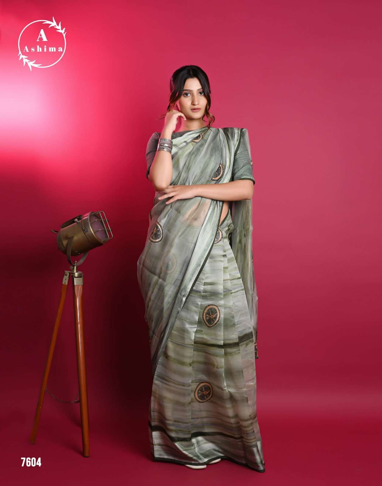 ashima orange organza series 7601-7608 soft organza saree