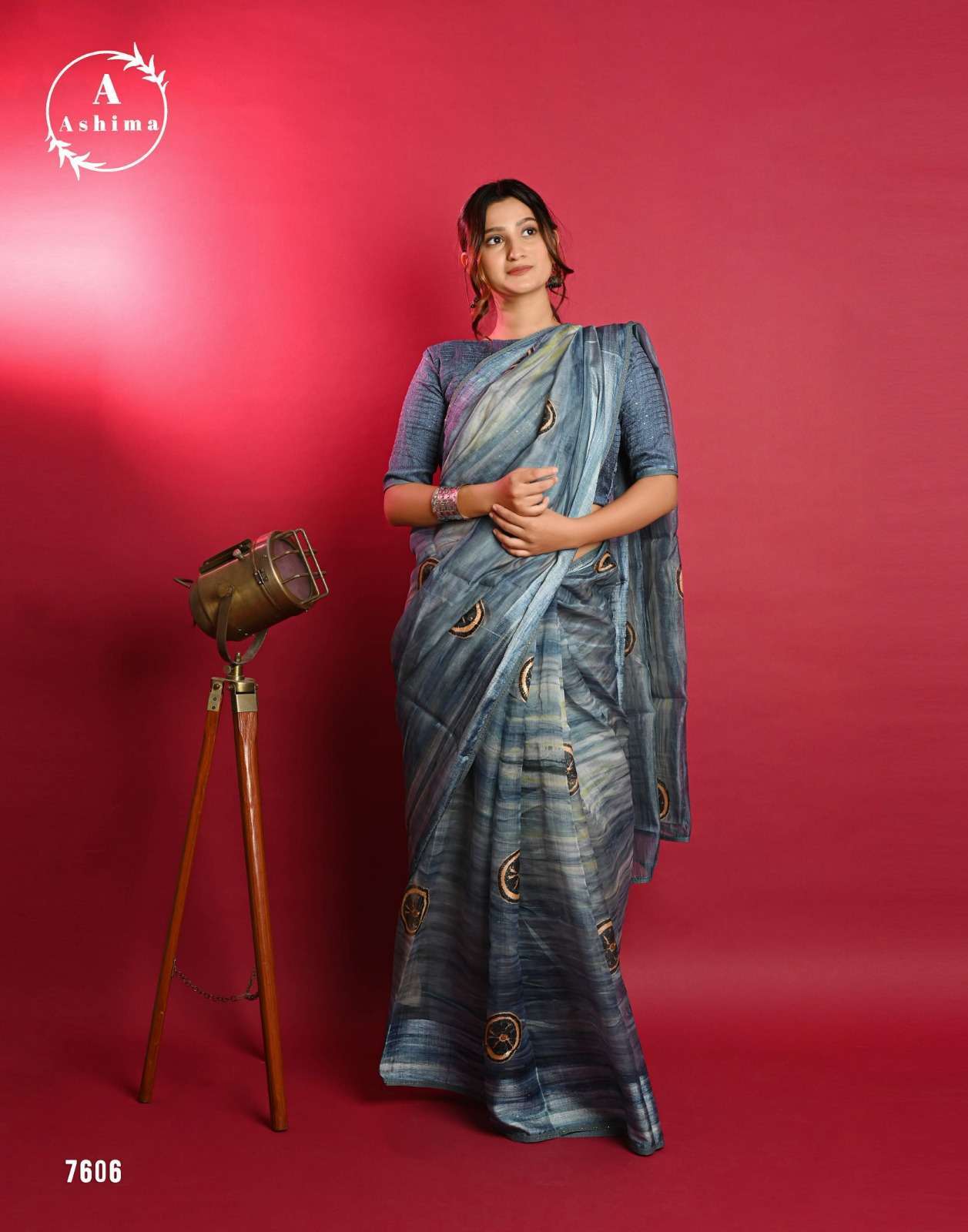ashima orange organza series 7601-7608 soft organza saree