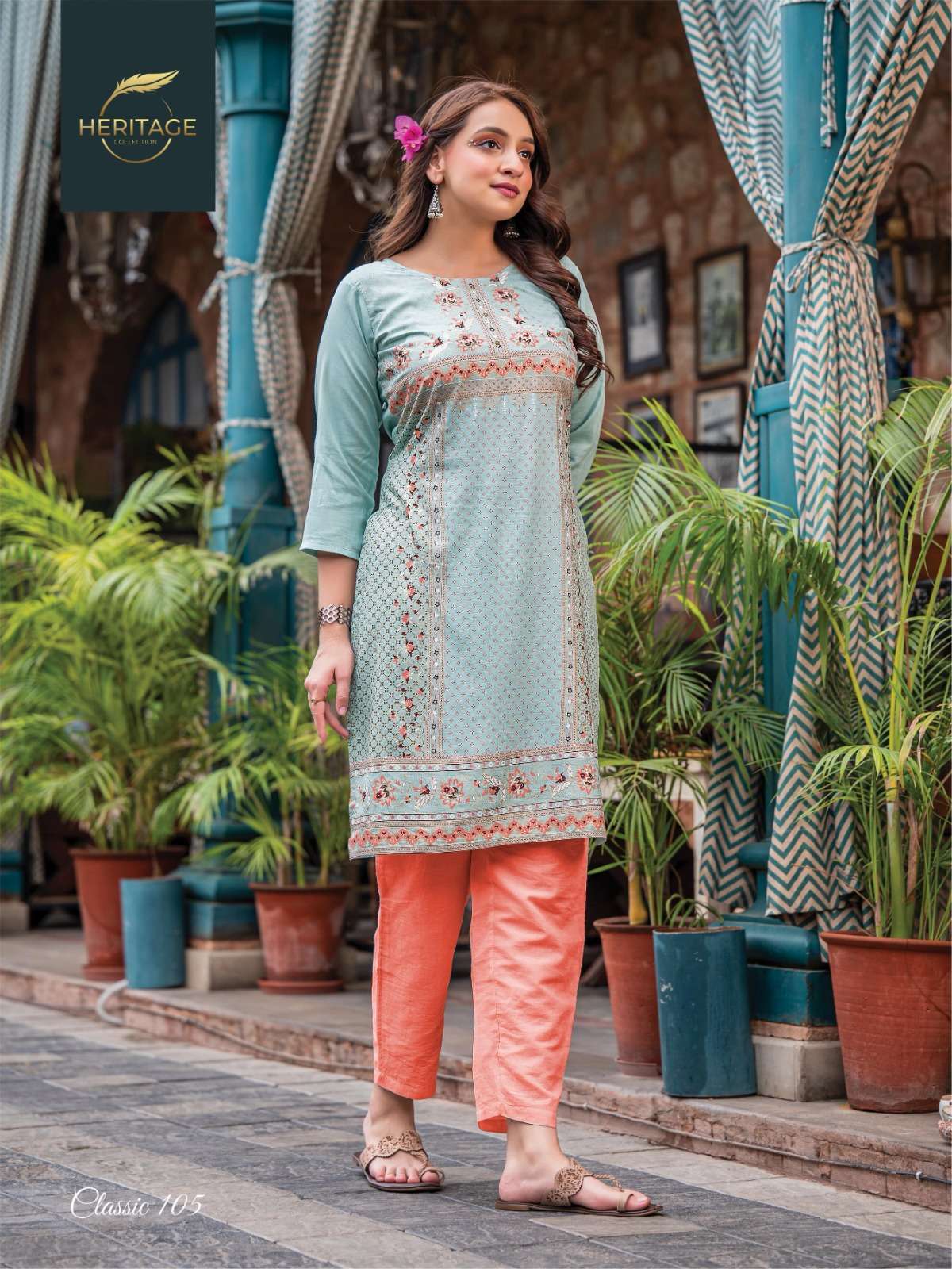 heritage creation classic series 101-108 rayon slub kurti