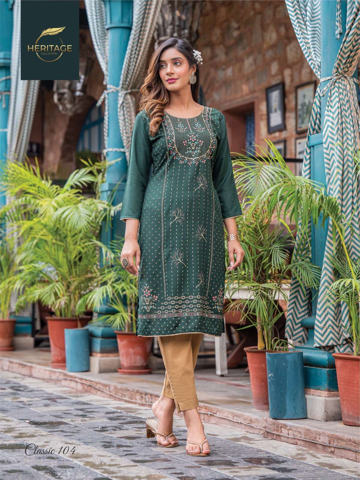 heritage creation classic series 101-108 rayon slub kurti
