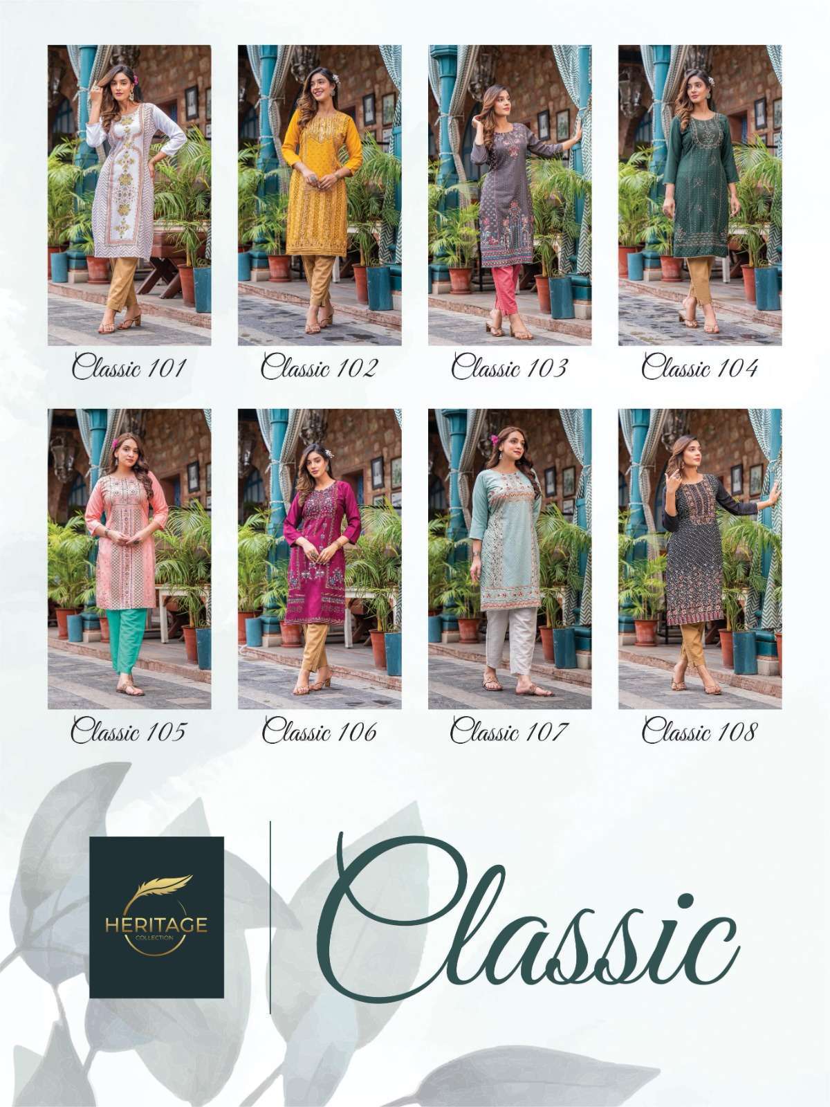 heritage creation classic series 101-108 rayon slub kurti