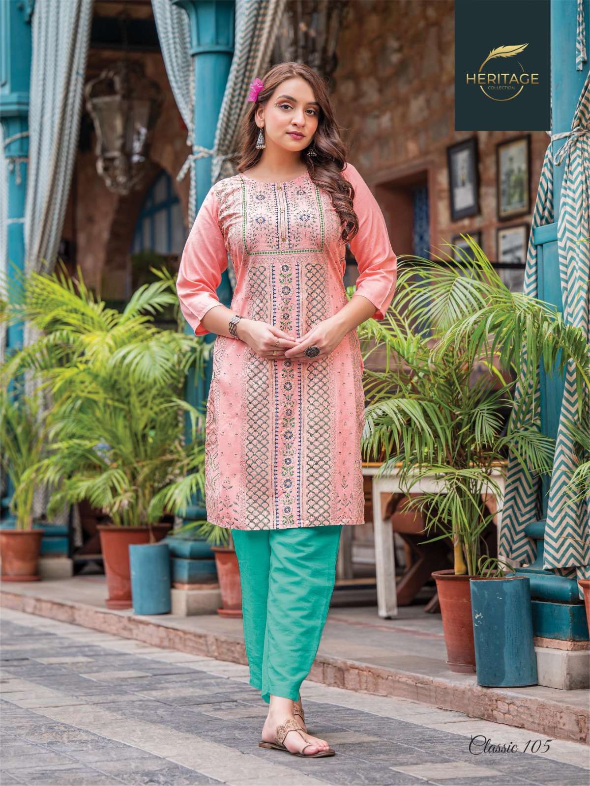 heritage creation classic series 101-108 rayon slub kurti