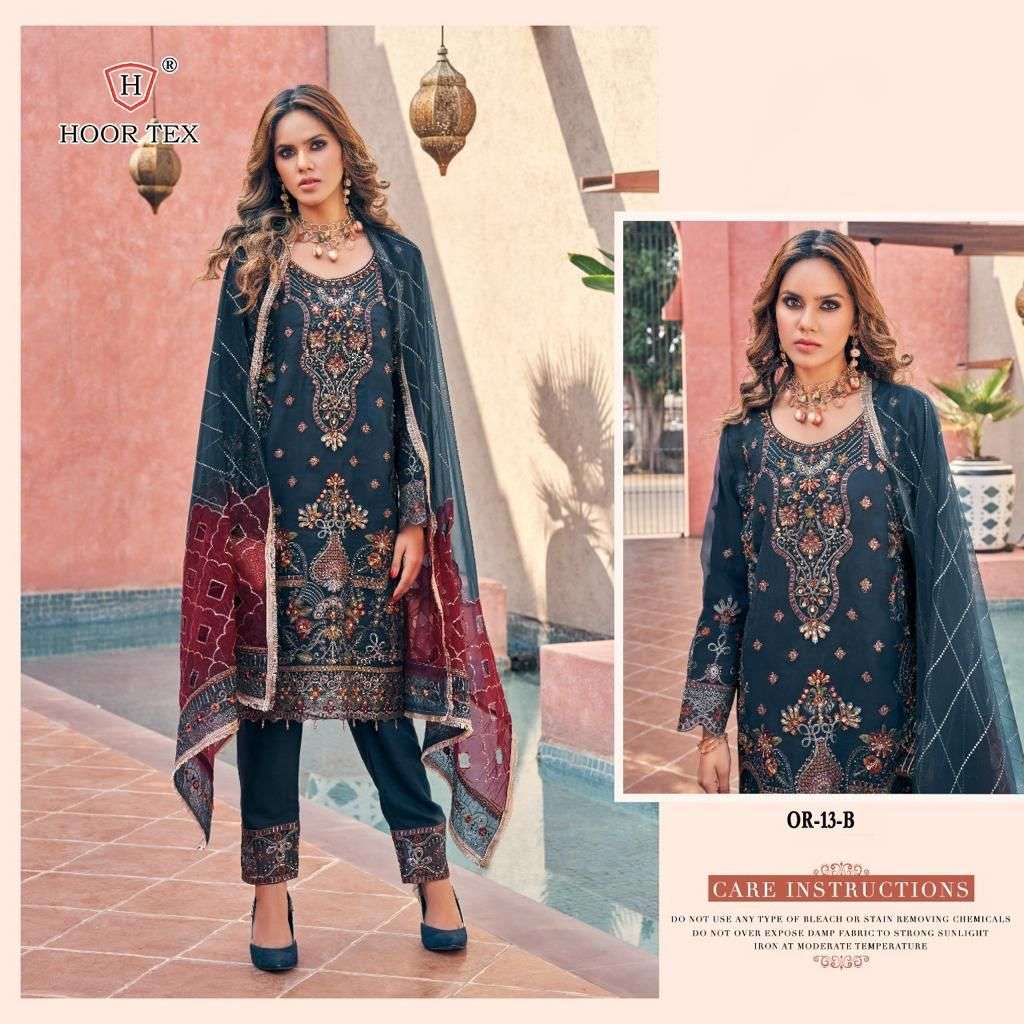 hoor tex OR-13 A to E designer heavy organza suit 