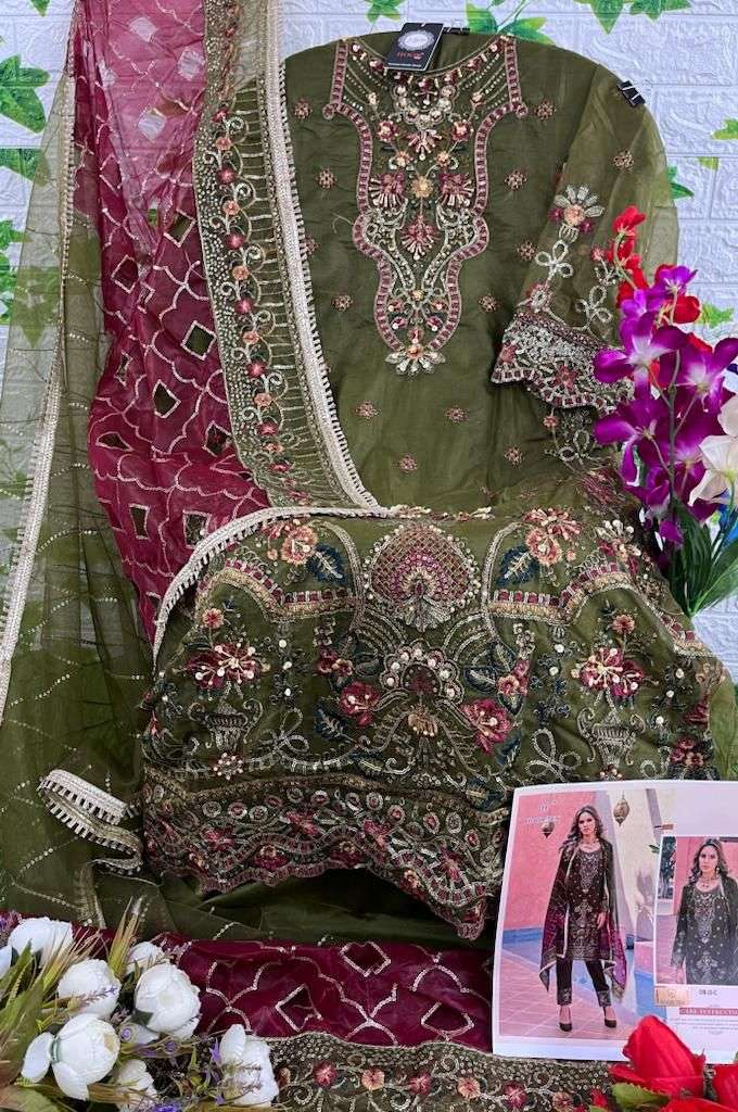 hoor tex OR-13 A to E designer heavy organza suit 