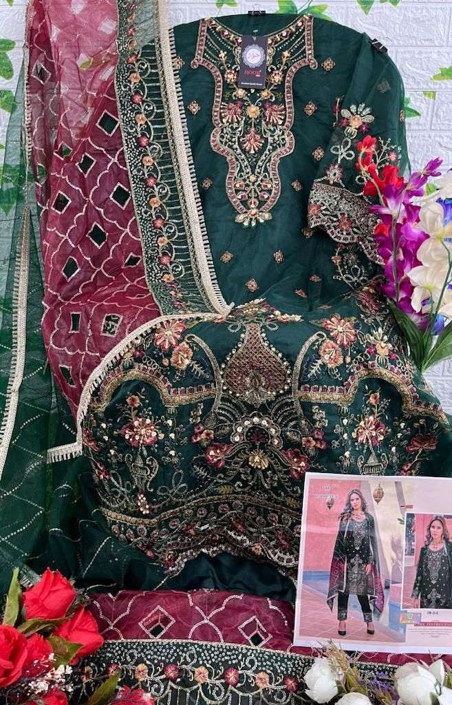 hoor tex OR-13 A to E designer heavy organza suit 