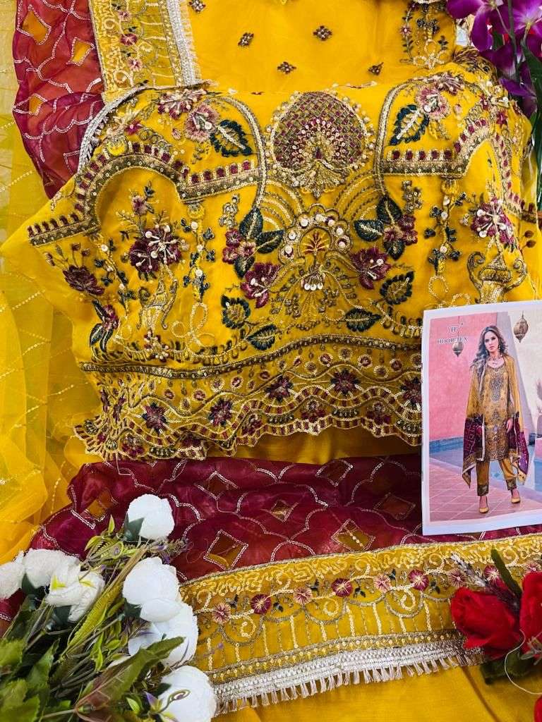 hoor tex OR-13 A to E designer heavy organza suit 