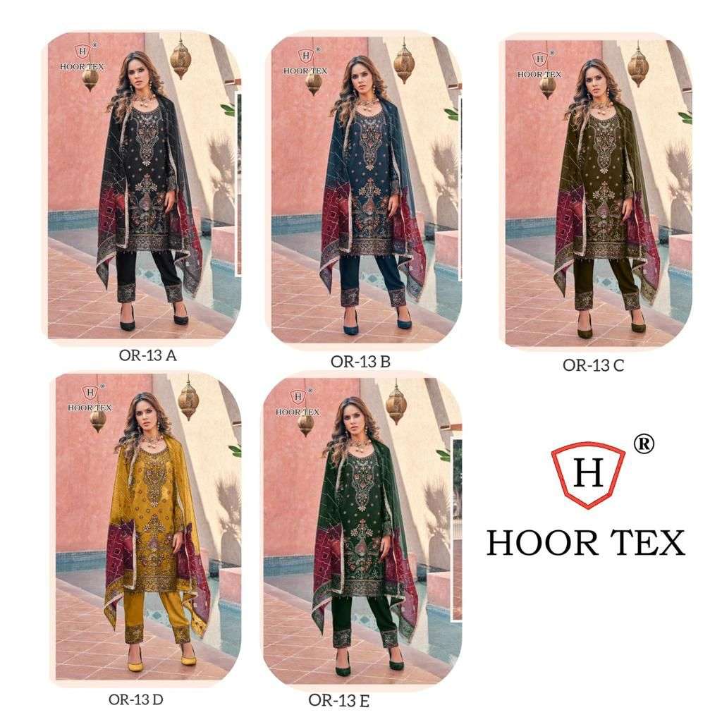 hoor tex OR-13 A to E designer heavy organza suit 