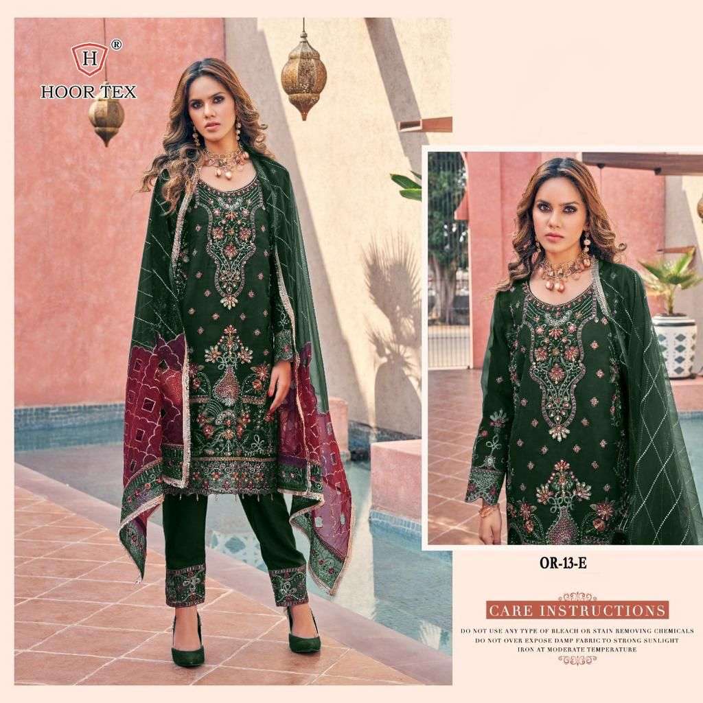 hoor tex OR-13 A to E designer heavy organza suit 