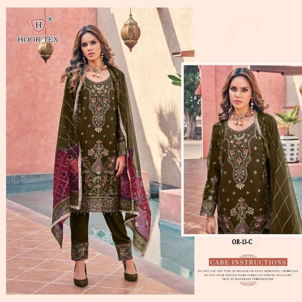 hoor tex OR-13 A to E designer heavy organza suit 
