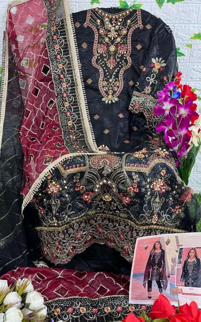 hoor tex OR-13 A to E designer heavy organza suit 