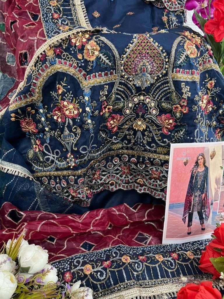 hoor tex OR-13 A to E designer heavy organza suit 