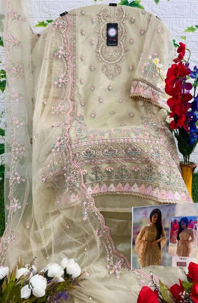 Hoor tex OR-17 A to C designer heavy organza suit 