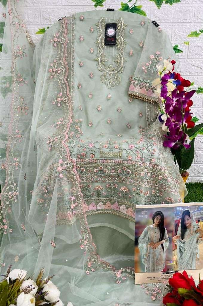 Hoor tex OR-17 A to C designer heavy organza suit 