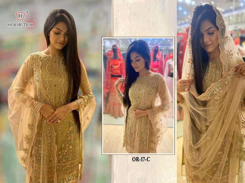 Hoor tex OR-17 A to C designer heavy organza suit 