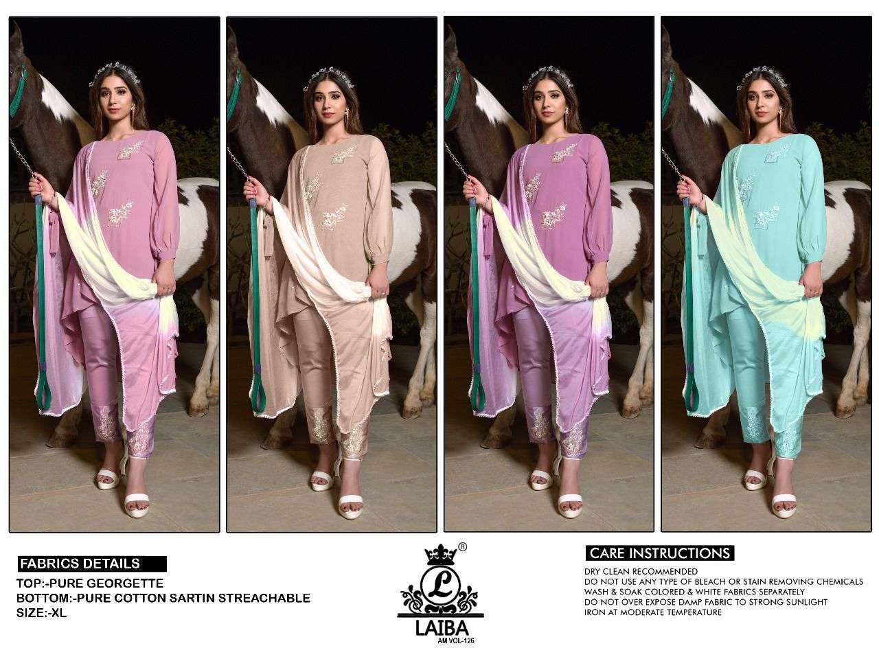 laiba am vol 126 light colors Pure Georgette suit