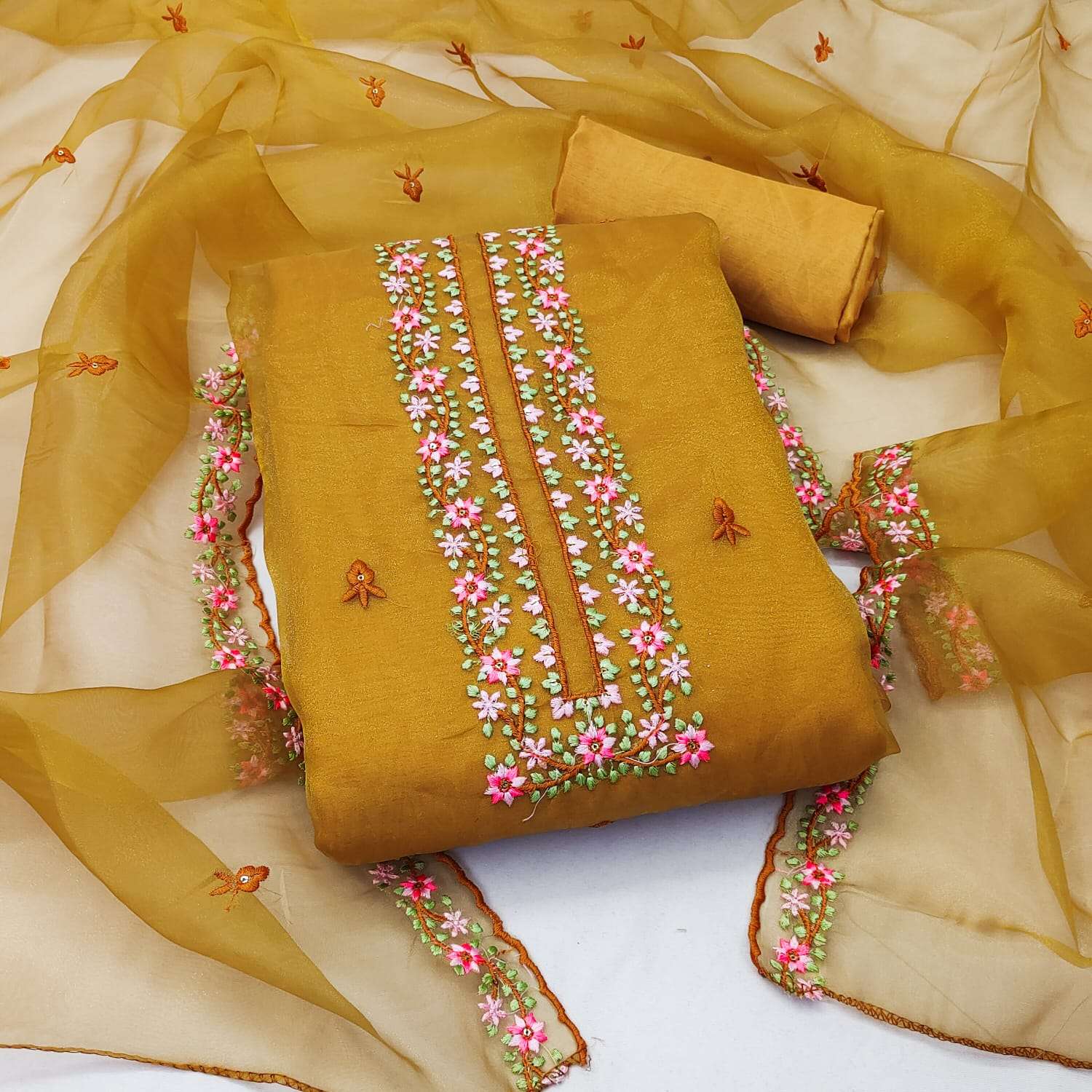 Organza silk with multi sequence work non catalog suit 
