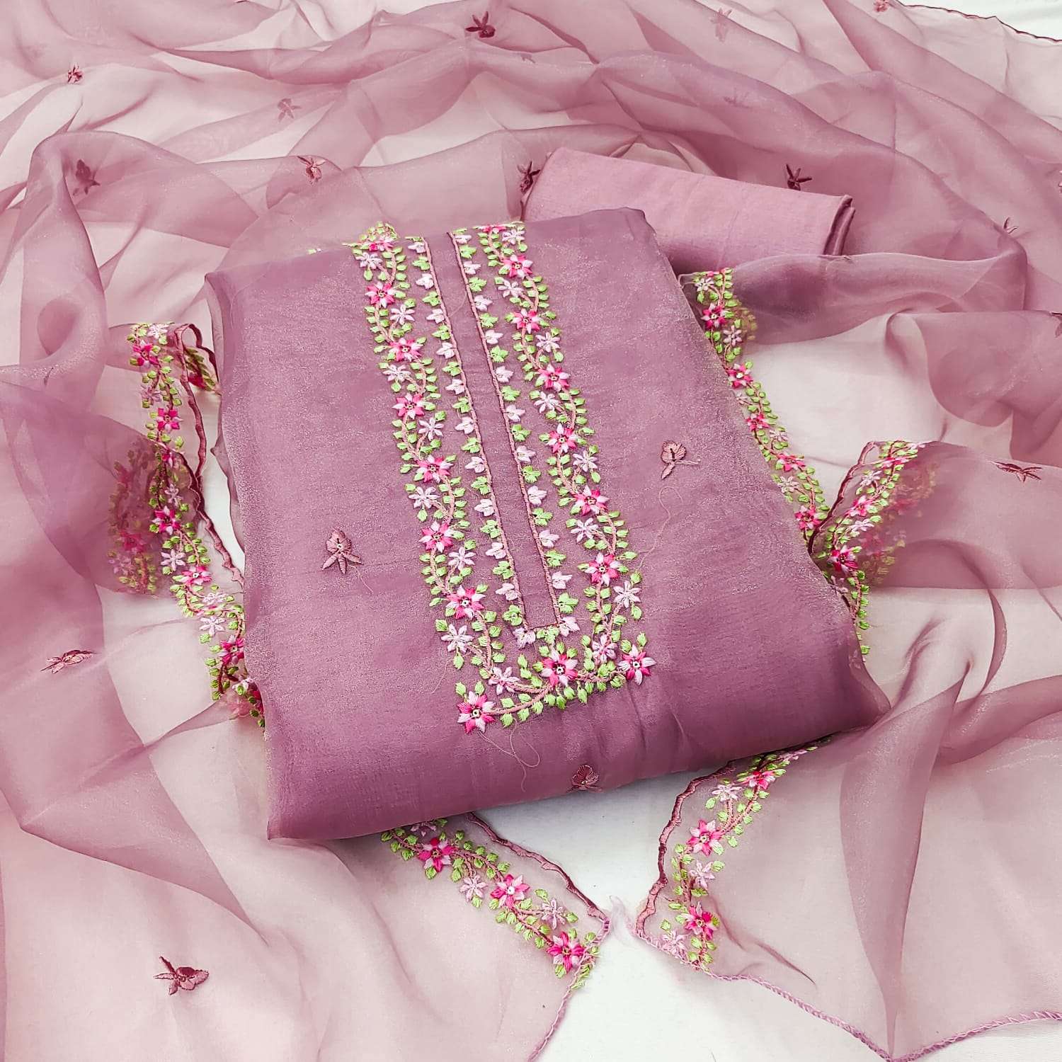 Organza silk with multi sequence work non catalog suit 