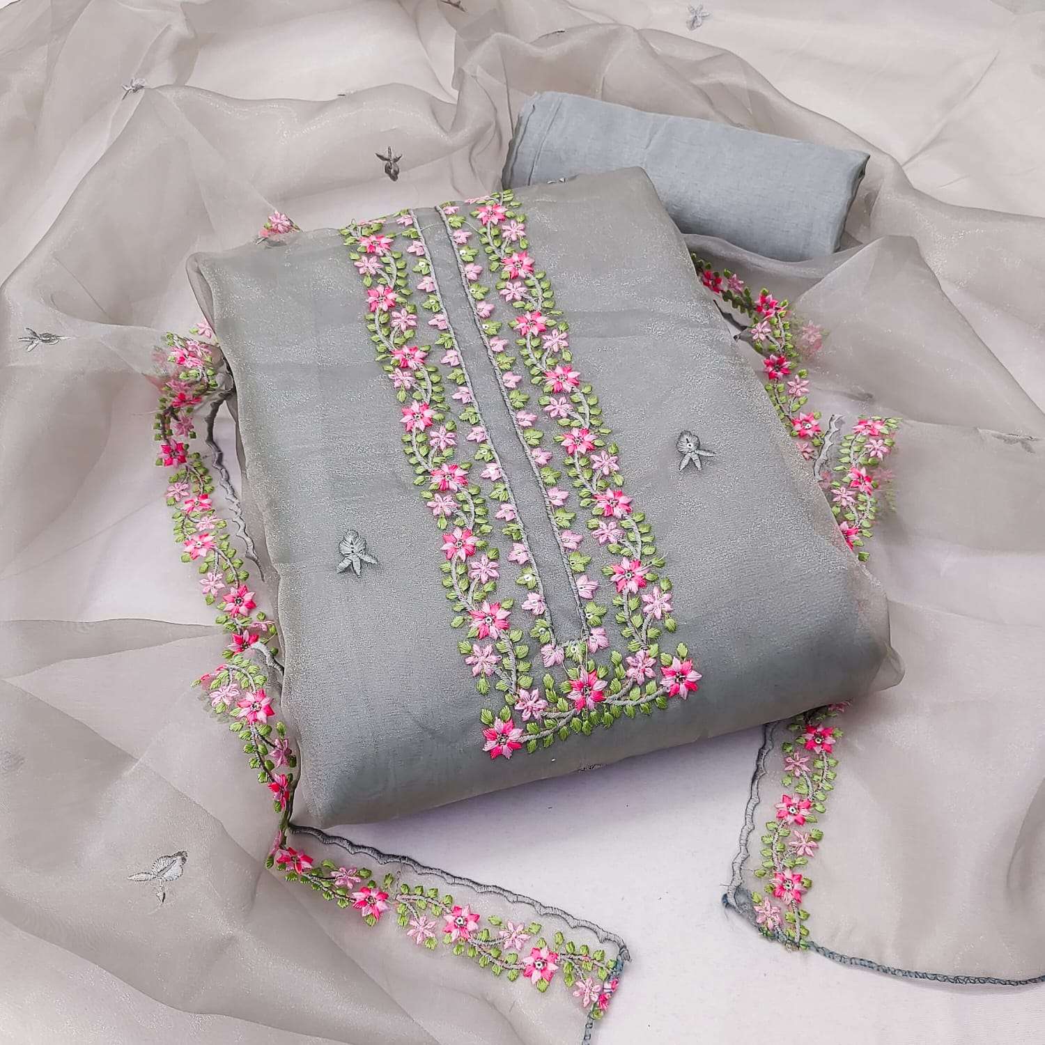 Organza silk with multi sequence work non catalog suit 