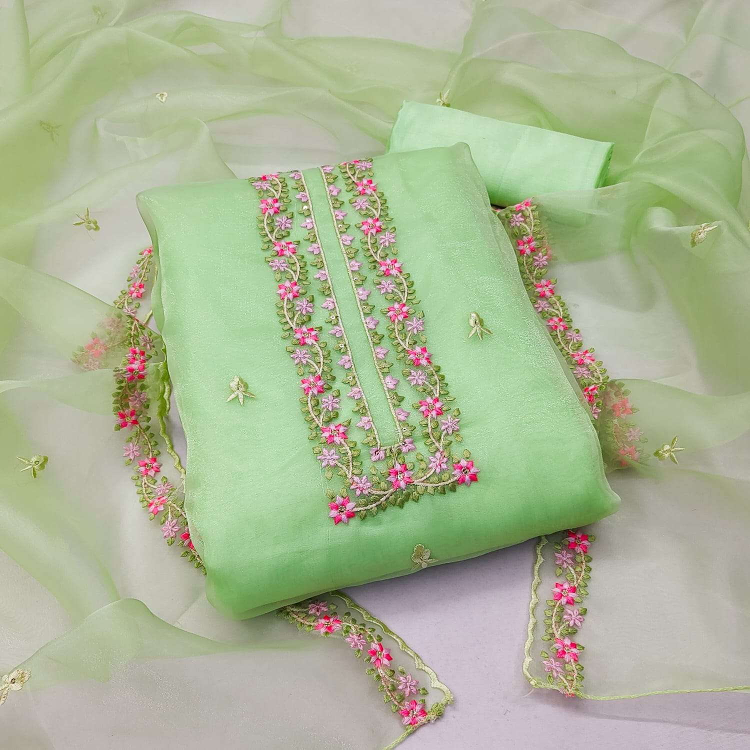 Organza silk with multi sequence work non catalog suit 