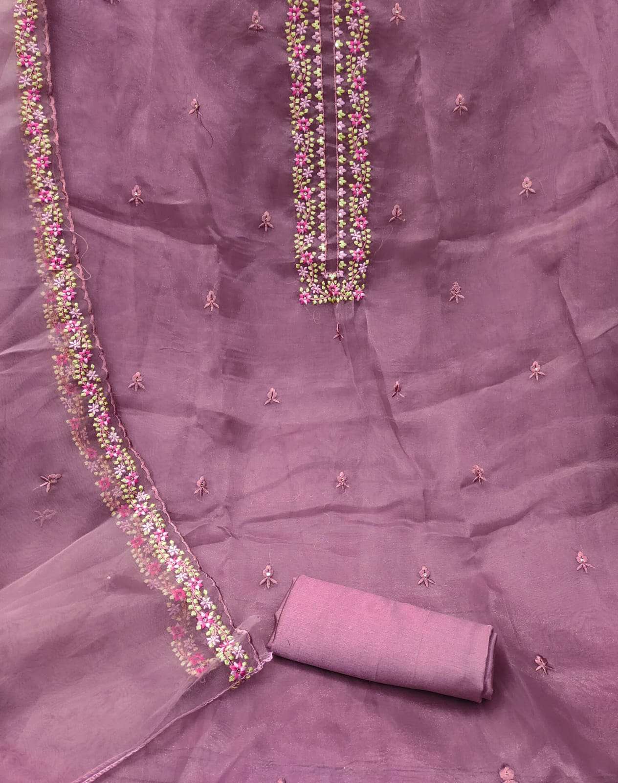 Organza silk with multi sequence work non catalog suit 