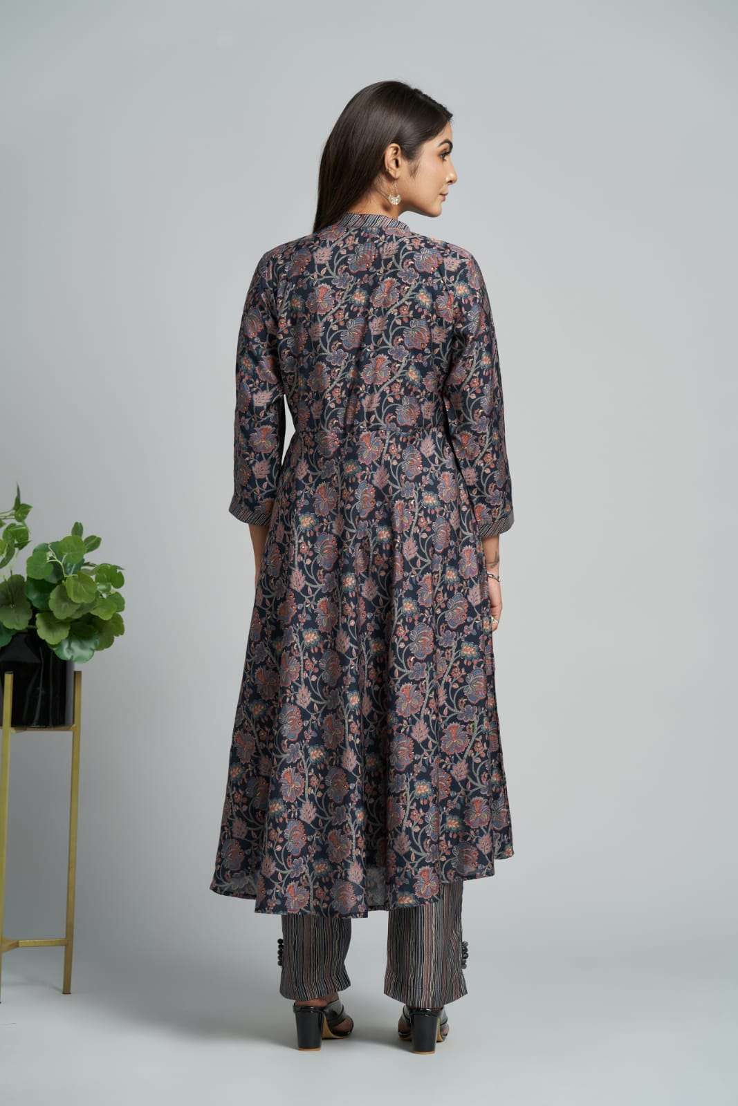 pr d124 designer printed navy blue color readymade salwar kameez 