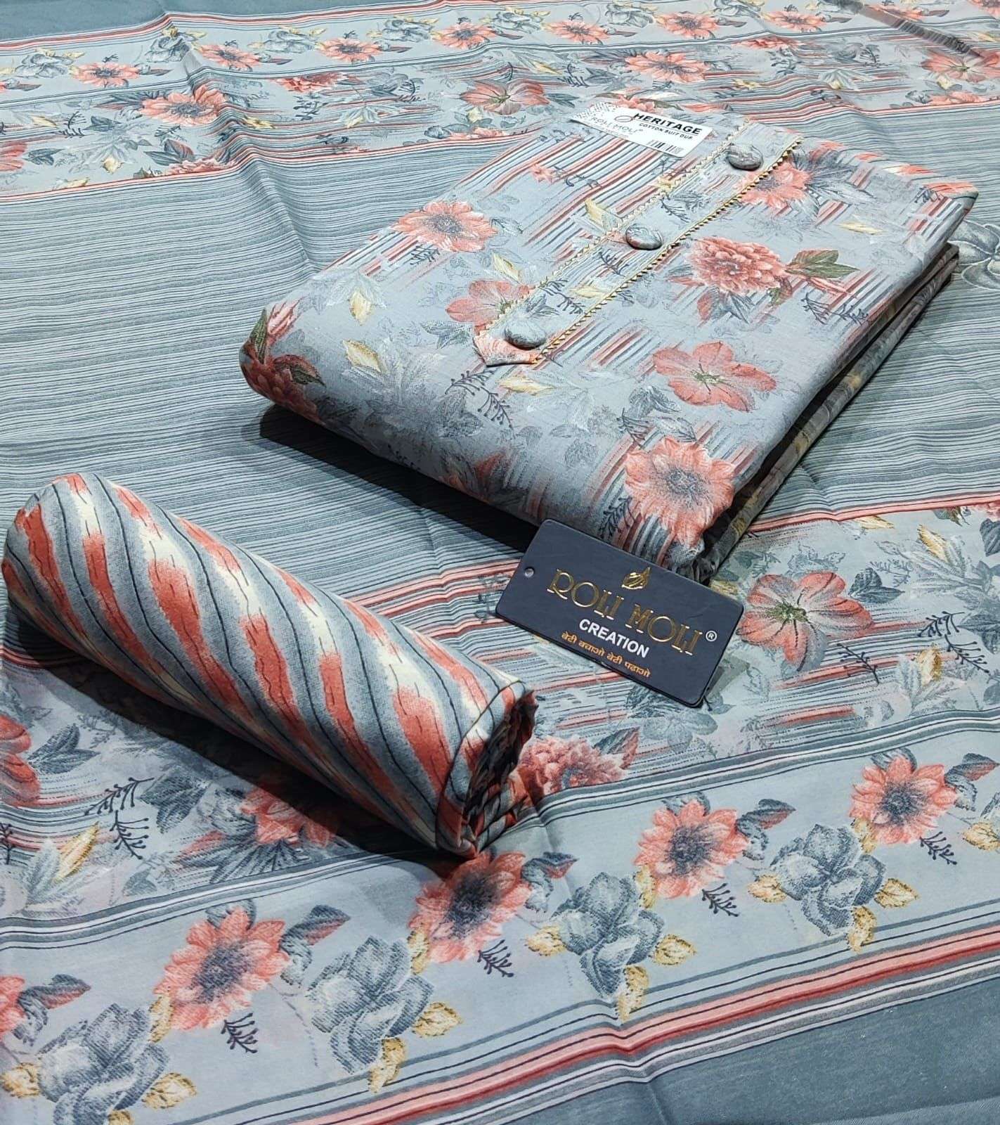 roli moli heritage pure cotton printed suit 