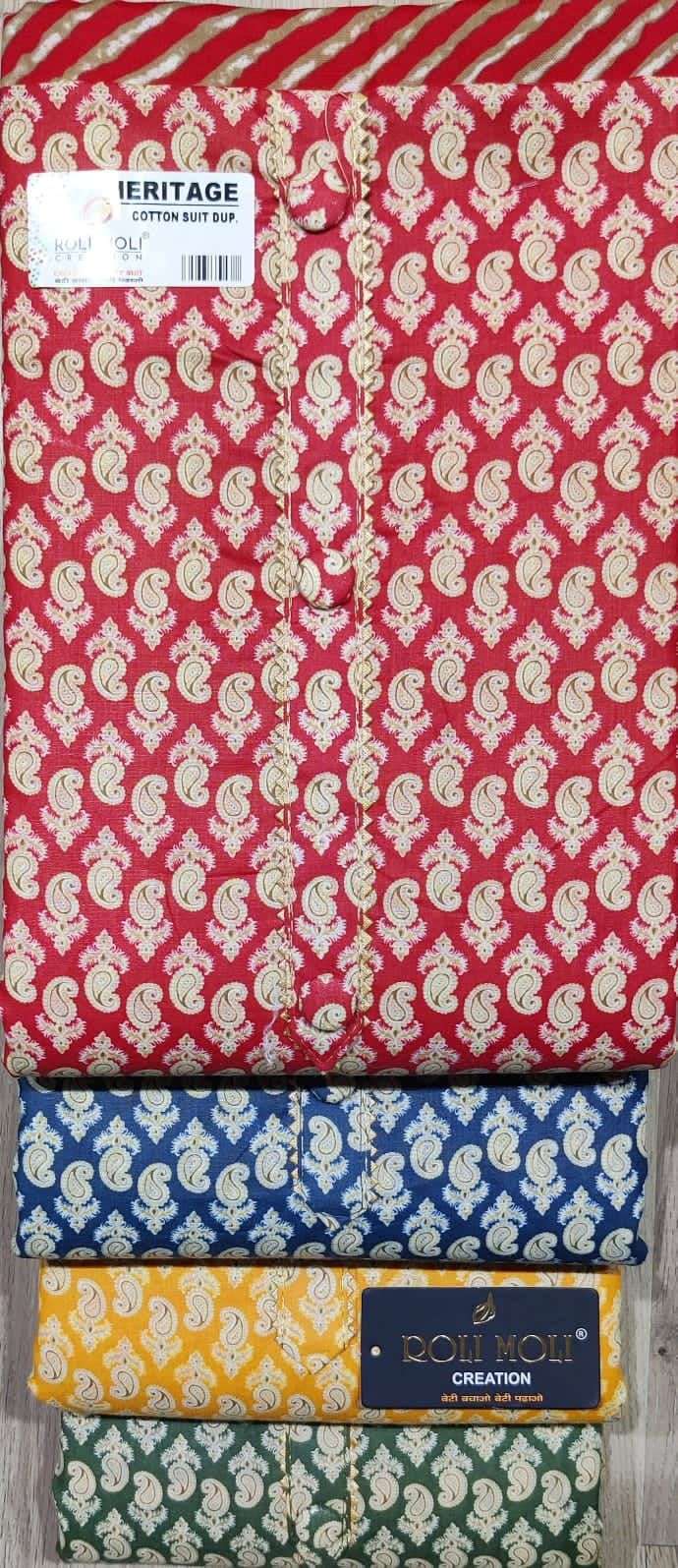 roli moli heritage pure cotton printed suit 