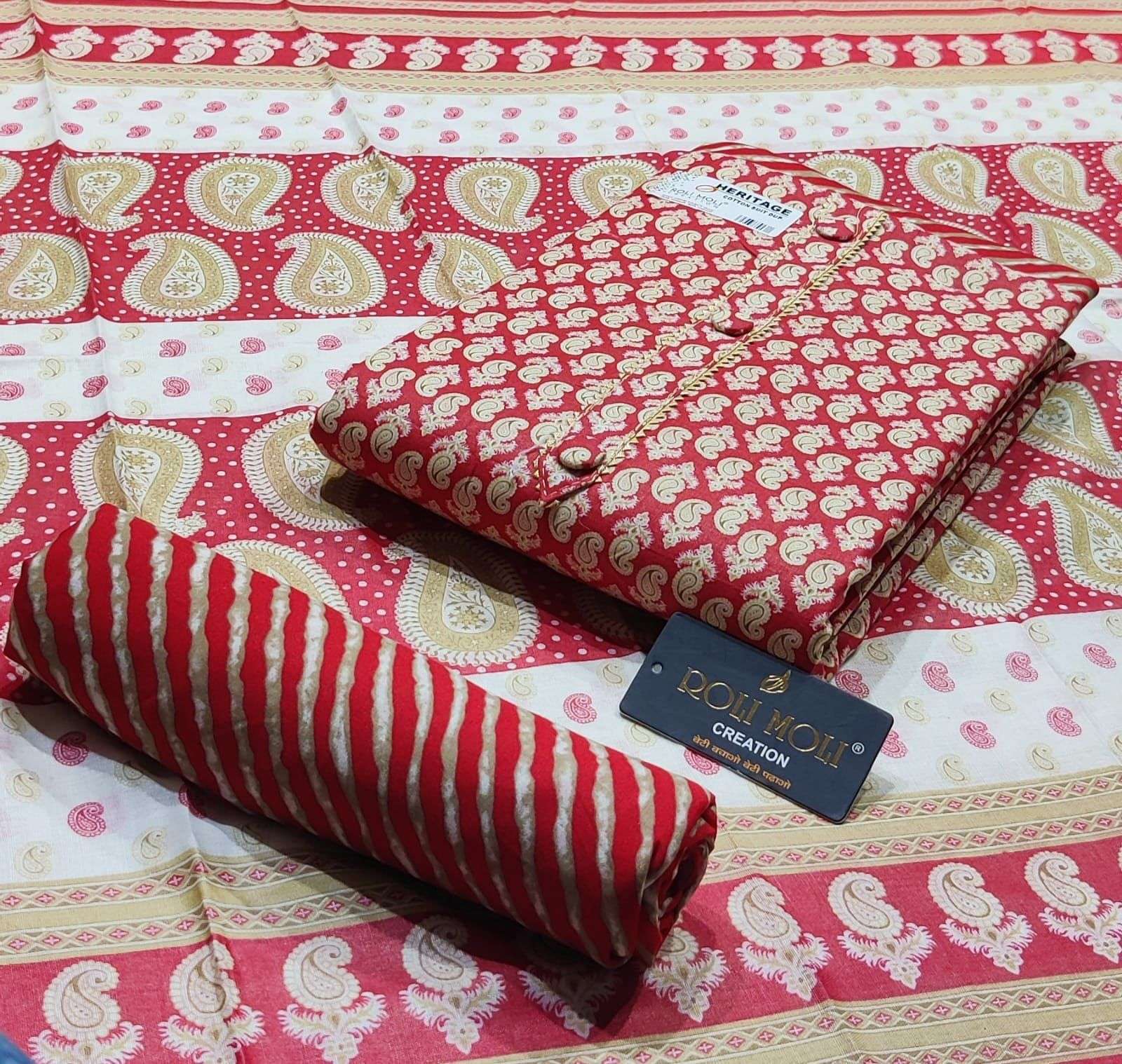 roli moli heritage pure cotton printed suit 