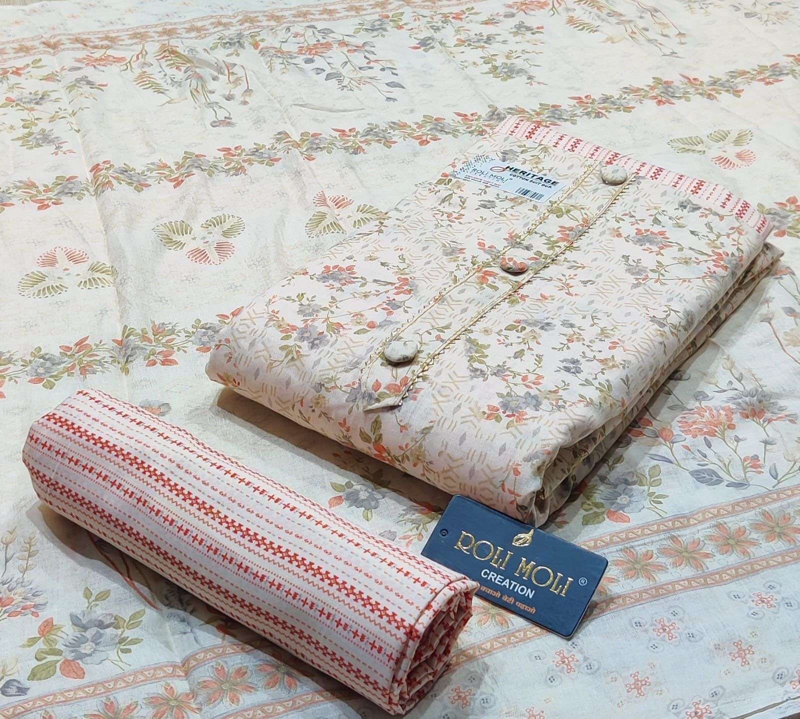 roli moli heritage pure cotton printed suit 