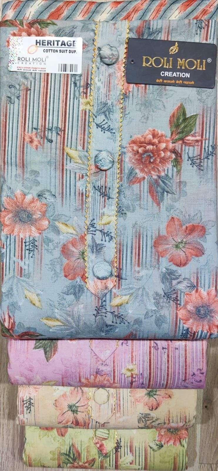 roli moli heritage pure cotton printed suit 