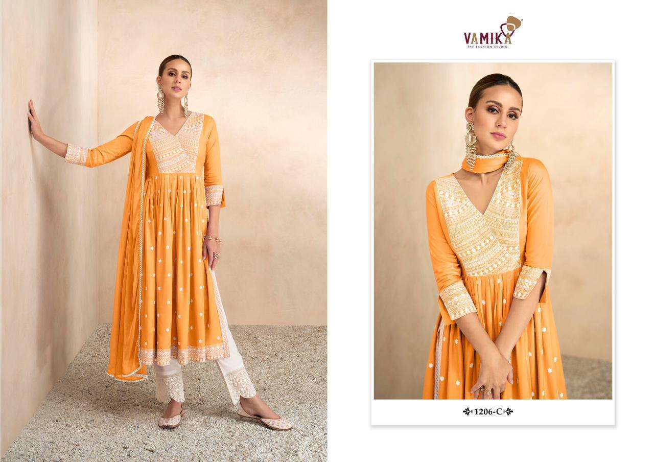 vamika aadhira vol 4 light color series 1206 pure viscose rayon suit 