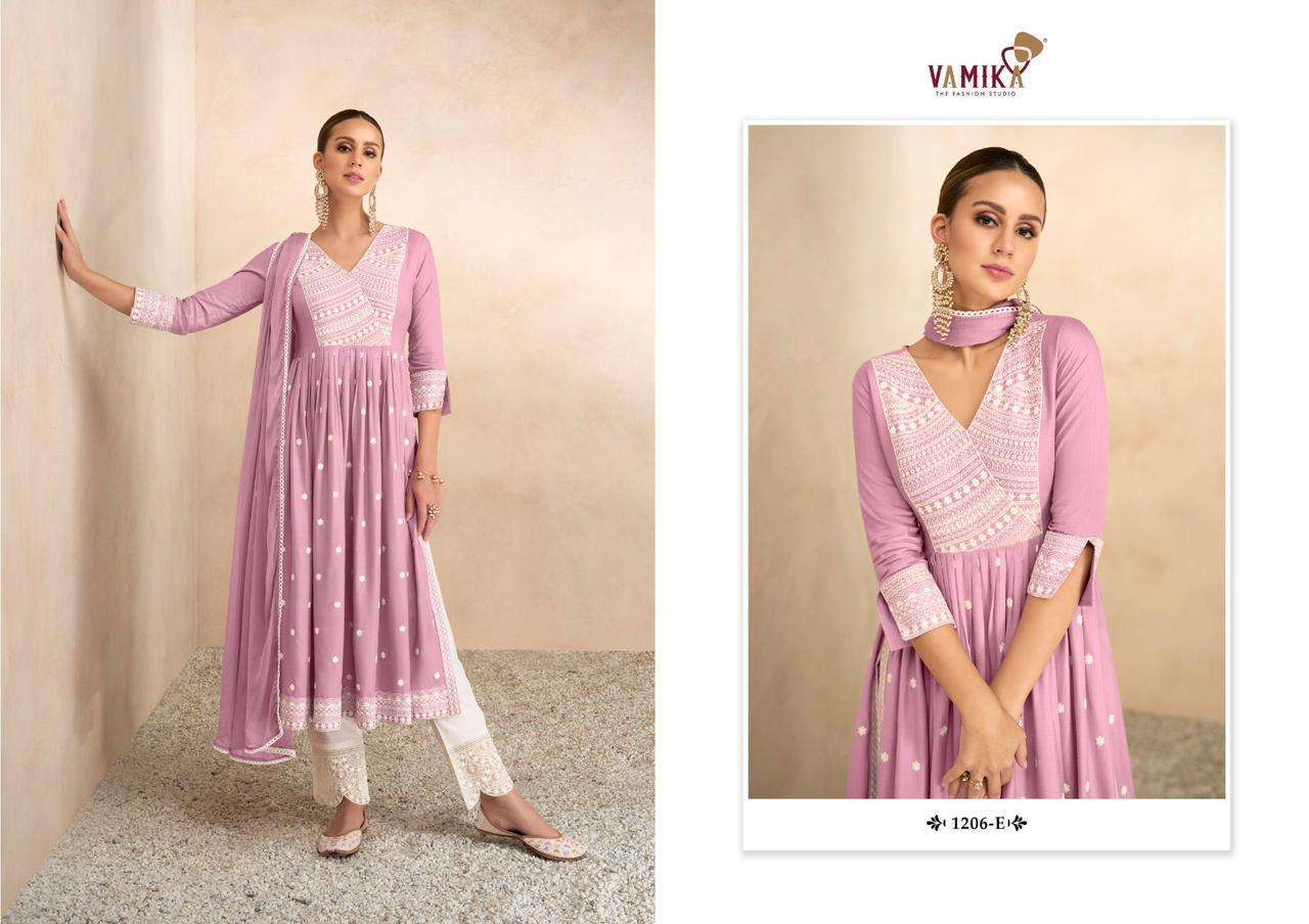 vamika aadhira vol 4 light color series 1206 pure viscose rayon suit 