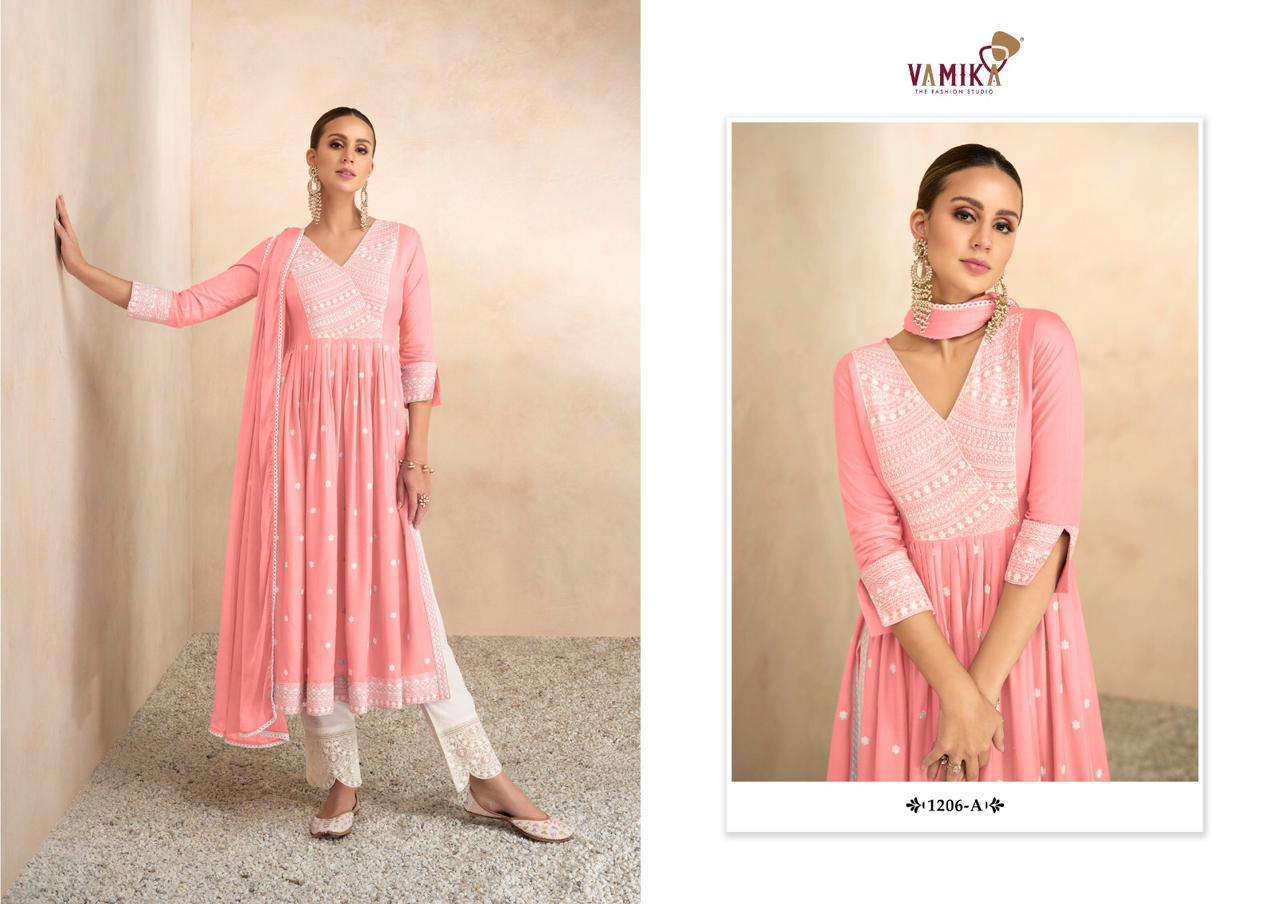 vamika aadhira vol 4 light color series 1206 pure viscose rayon suit 