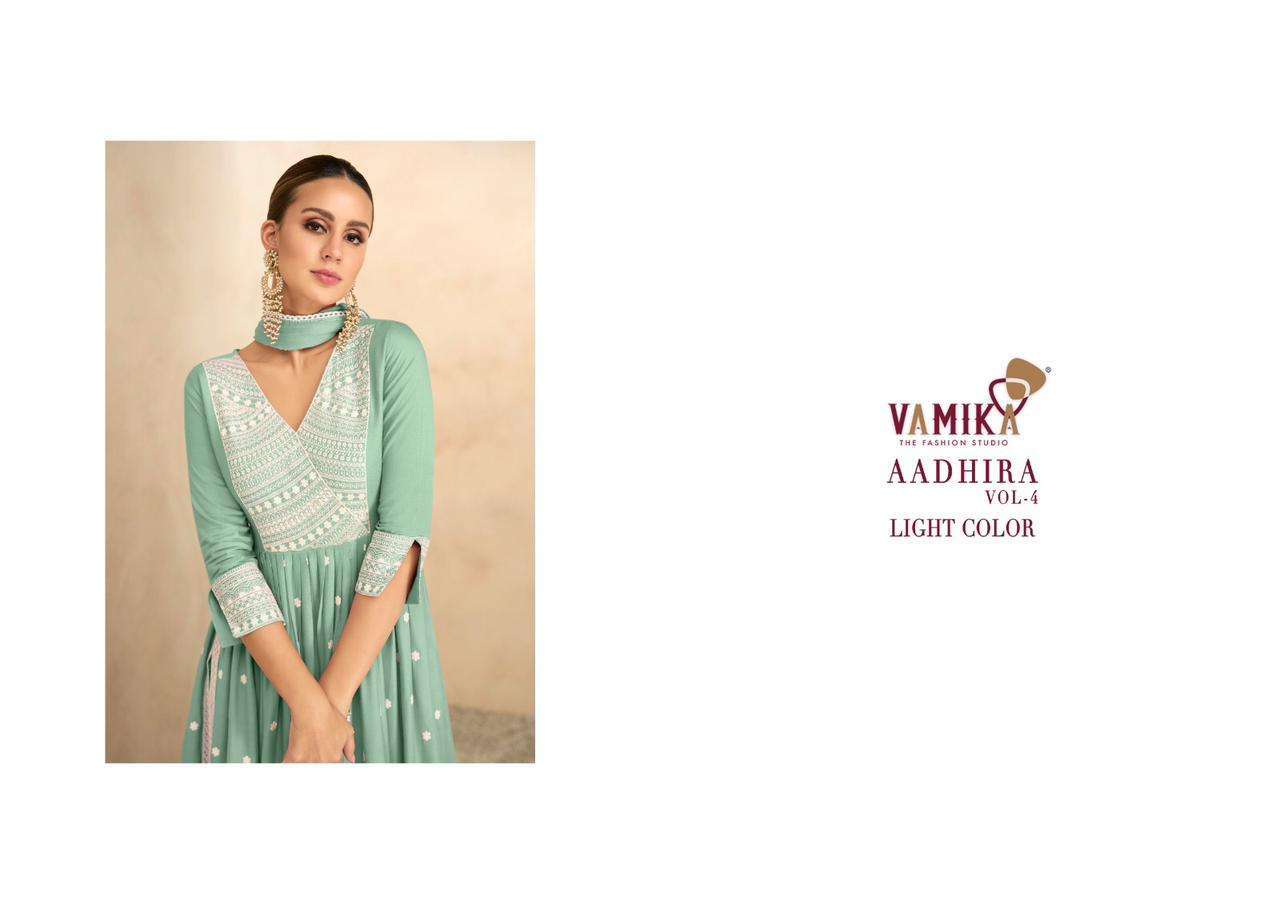 vamika aadhira vol 4 light color series 1206 pure viscose rayon suit 