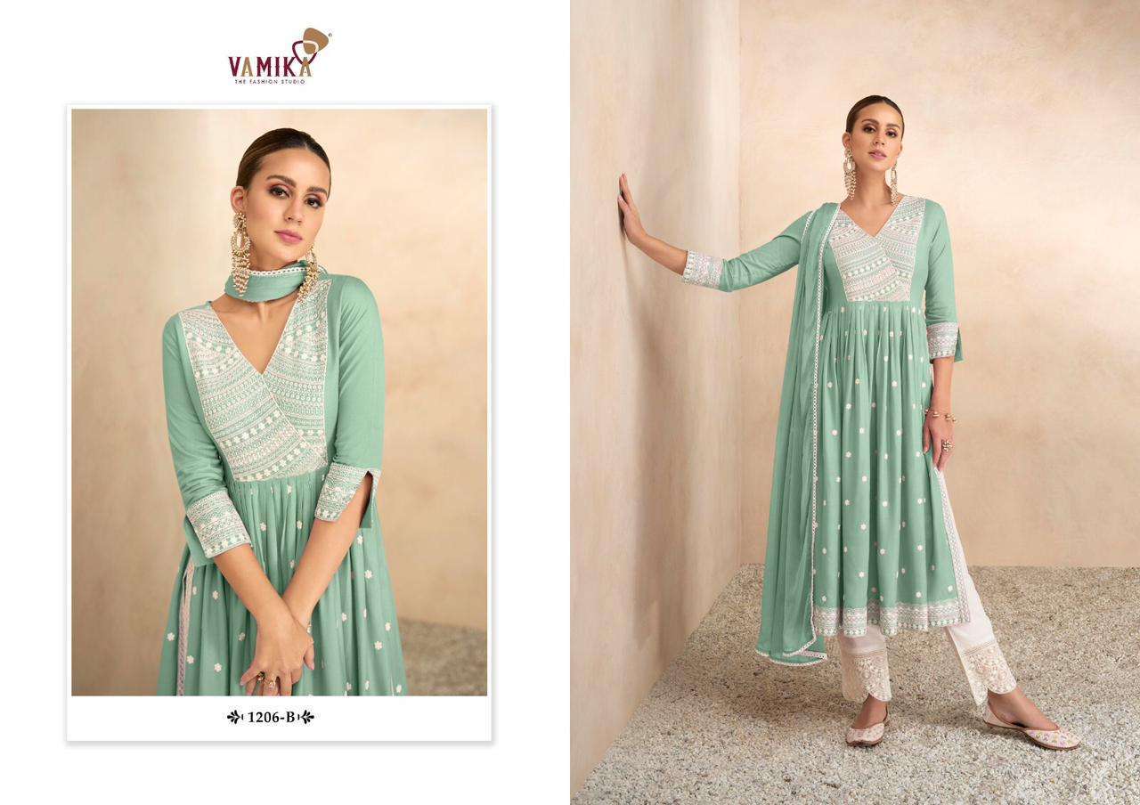 vamika aadhira vol 4 light color series 1206 pure viscose rayon suit 